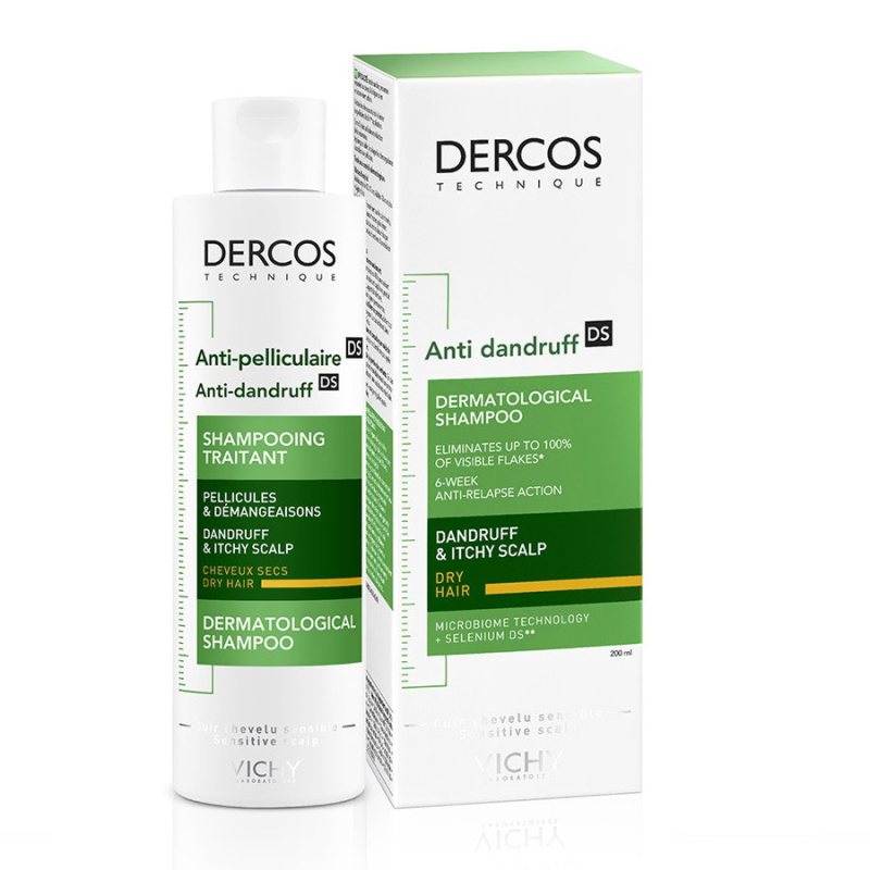 Šampūnas nuo pleiskanų sausiems plaukams Vichy Dercos Anti-Dandruff Shampoo, 200 ml