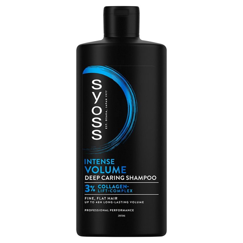 Šampūnas ploniems ir apimties stokojantiems plaukams Syoss Intense Volume, 440 ml