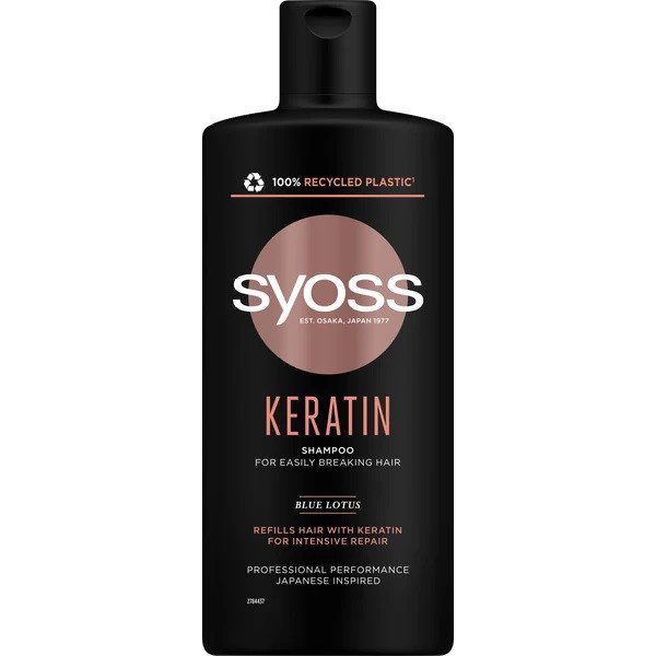 Šampūnas silpniems ir lūžinėjantiems plaukams Syoss Keratin Shampoo, 440 ml