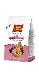 San Carlo Taralli Onion&Olives Riestainiai, 150 g