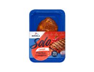 Sausai marinuotas kiaulienos sprandinės kepsnys svogūnų ir paprikų marinate, 200 g