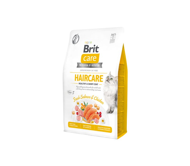 Sausas ėdalas katėms Brit Care Cat GF Haircare Healthy&Shiny Coat, 7 kg