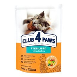 Sausas ėdalas sterlizuotoms katėms CLUB 4 PAWS, 300 g