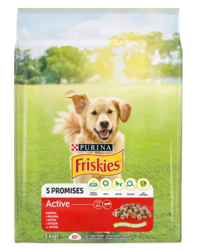 Sausas ėdalas šunims FRISKIES Active Dog, su jautiena, 3 kg