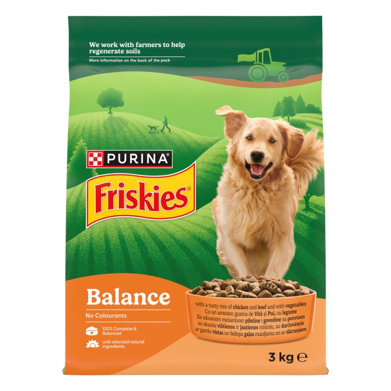 Sausas ėdalas šunims FRISKIES Balance, su vištiena, jautiena ir daržovėmis, 3 kg