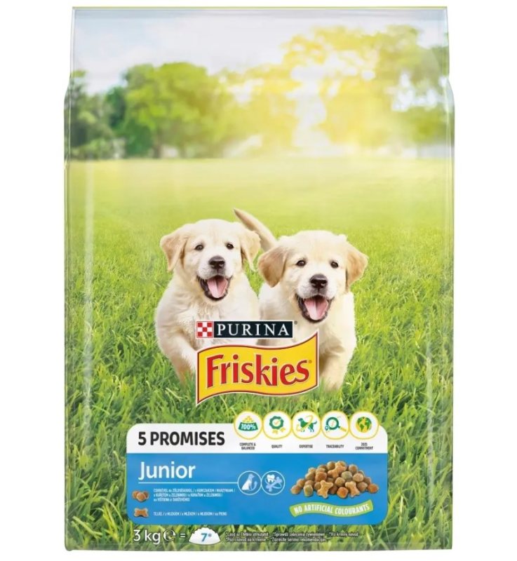 Sausas ėdalas šunims FRISKIES Junior Dog, su vištiena, 3 kg