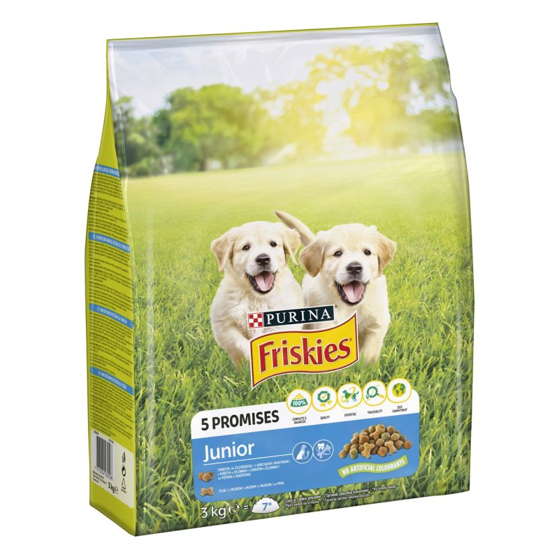 Sausas ėdalas šunims FRISKIES Junior, su vištiena, daržovėmis ir pienu, 3 kg