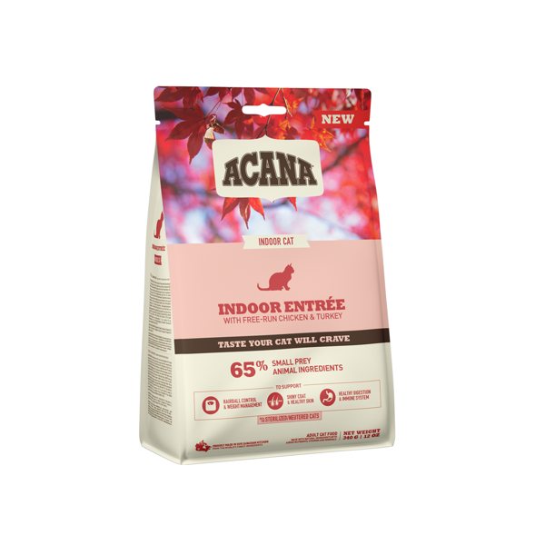 Sausas kačių ėdalas ACANA Indoor Entree, su vištiena ir kalakutiena, 340 g