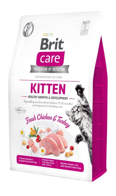 Sausas kačių ėdalas BRIT CARE Healthy Growth, su vištiena ir kalakutiena, 2 kg