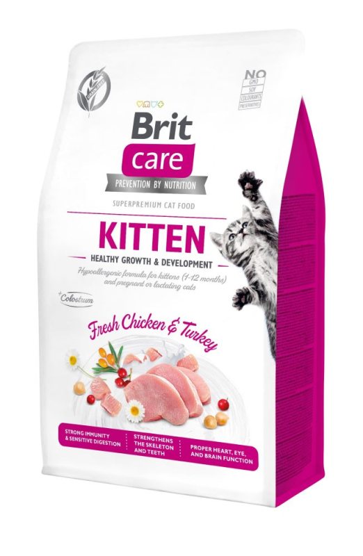 Sausas kačių ėdalas BRIT CARE Healthy Growth, su vištiena ir kalakutiena, 400 g