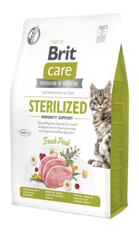 Sausas kačių ėdalas BRIT CARE Sterilized Immunity, su kiauliena, 2 kg