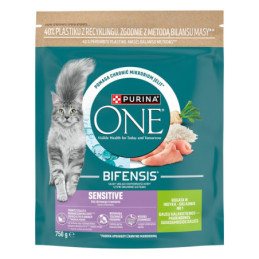 Sausas kačių ėdalas su kalakut.PURINA ONE SENSITIVE, 750 g