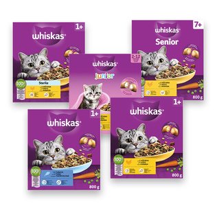 Sausas kačių ėdalas WHISKAS (5 rūšių), 800 g