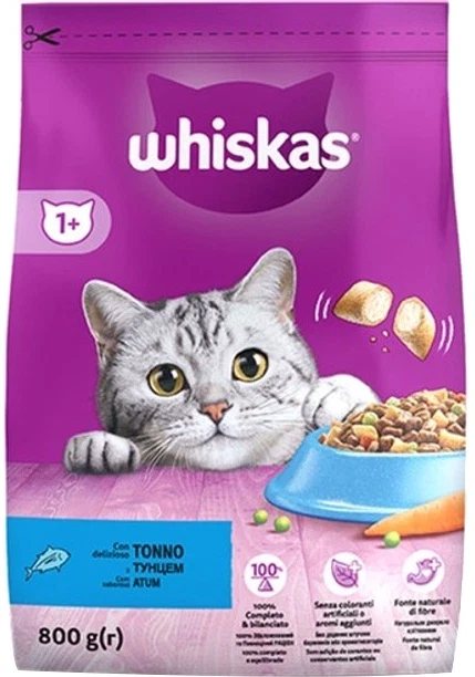 Sausas kačių ėdalas WHISKAS Adult, su tunu, 800 g