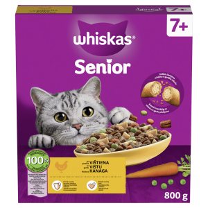 Sausas kačių ėdalas WHISKAS Senior, su vištiena, 800 g