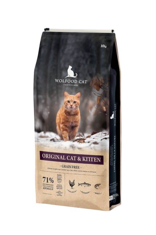 Sausas kačių ėdalas WOLFOOD Original Cat & Kitten Grain Free, 10 kg
