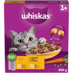 Sausas pašaras katėms WHISKAS Adult, su vištiena, 800 g