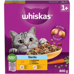 Sausas pašaras katėms WHISKAS Sterile, su vištiena, 800 g