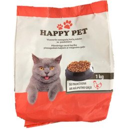 Sausas suaugusių kačių ėdalas HAPPY PET su paukštiena, 1 kg