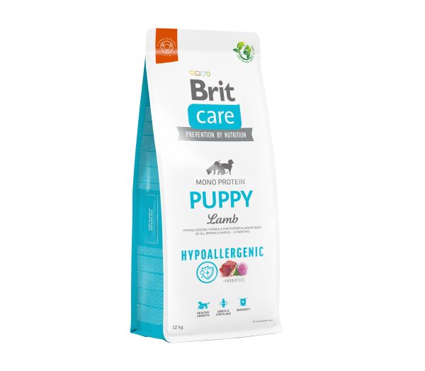 Sausas šunų ėdalas BRIT CARE HP PUPPY LAMB&RICE, ėriena ir ryžiais, 12 kg