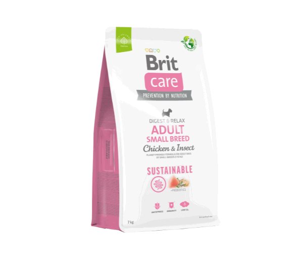 Sausas šunų ėdalas BRIT CARE SS ADULT SMALL BREED CHICKEN&INSECT, su vabzdžiais ir vištiena, 3 kg