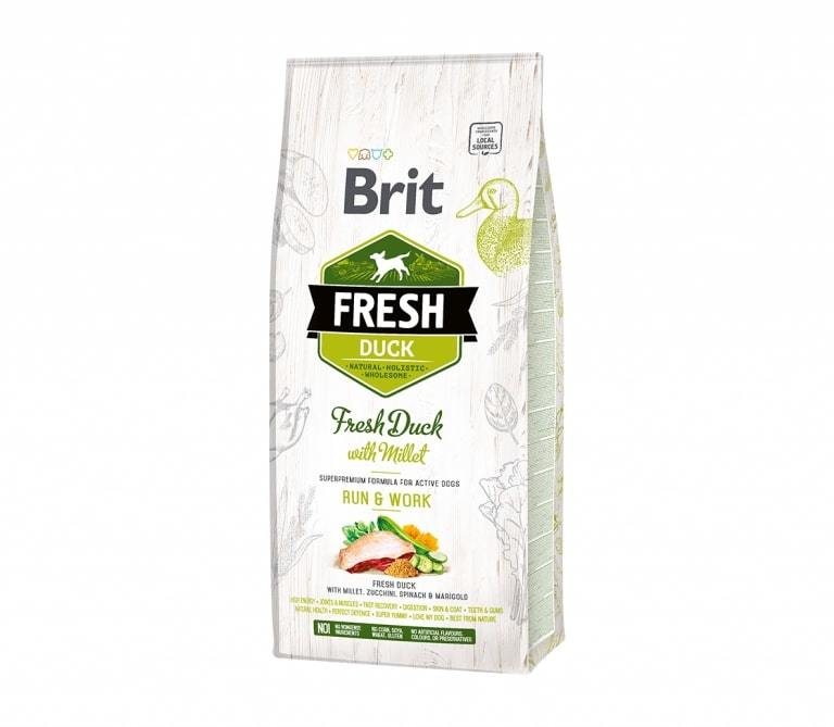 Sausas šunų ėdalas BRIT FRESH DUCK WITH MILLET ACTIVE RUN&WORK su antiena, 2.5 kg