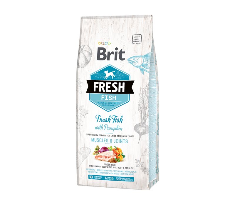 Sausas šunų ėdalas Brit Fresh Fish with Pumpkin Adult Large, 12 kg