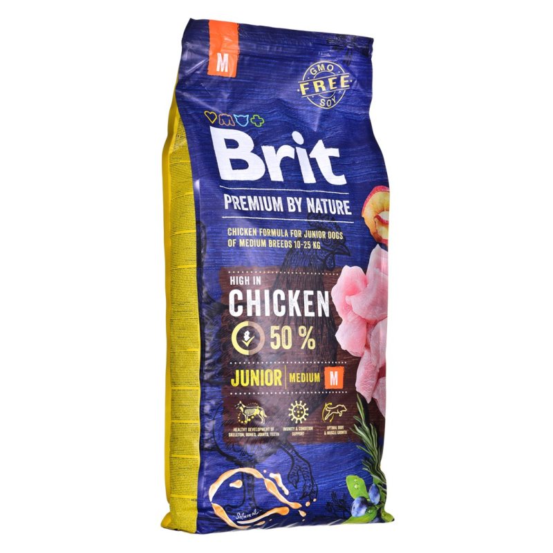 Sausas šunų ėdalas Brit Premium By Nature Junior M, 15 kg