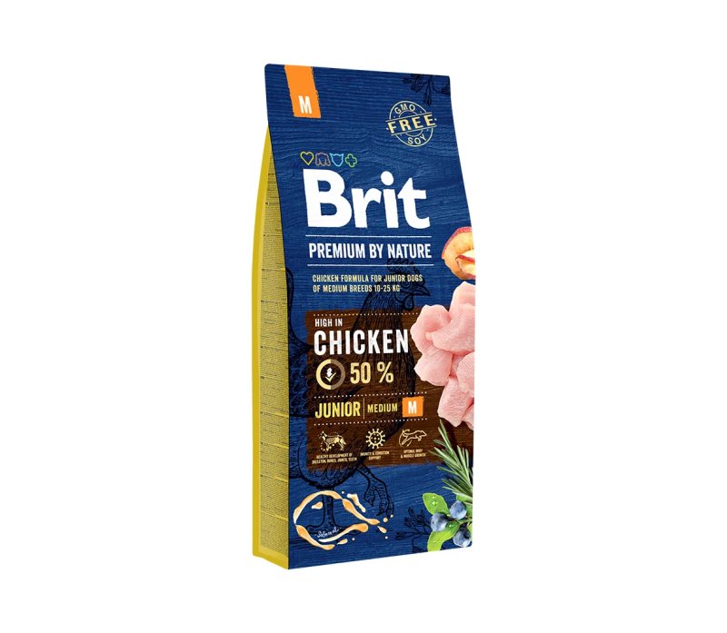 Sausas šunų ėdalas Brit Premium By Nature Junior M, 3 kg