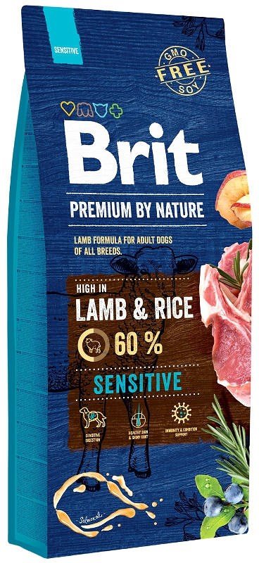 Sausas šunų ėdalas Brit Premium By Nature Sensitive Lamb, 15 kg