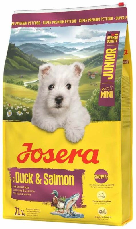 Sausas šunų ėdalas JOSERA Mini Junior, su antiena ir lašiša, 3 kg