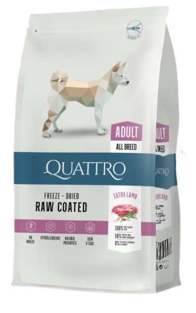 Sausas šunų ėdalas QUATTRO EXTRA LAMB, su ėriena, 12 kg