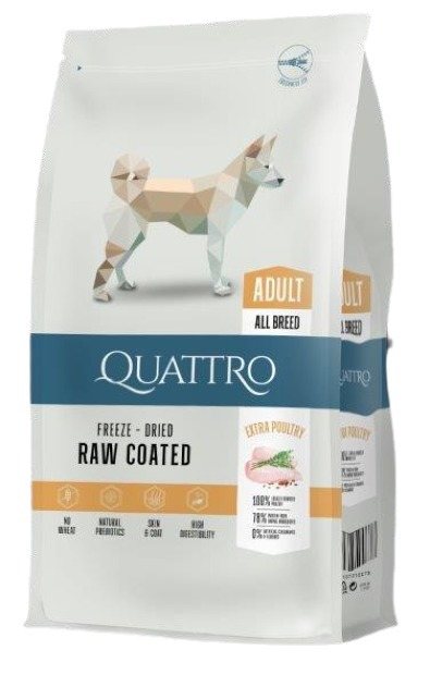 Sausas šunų ėdalas QUATTRO EXTRA POULTRY, su paukštiena, 12 kg