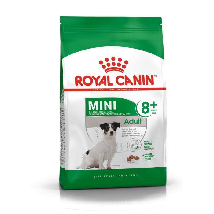 Sausas šunų ėdalas ROYAL CANIN Mini Adult 8+, su vištiena ir kiauliena, 800 g