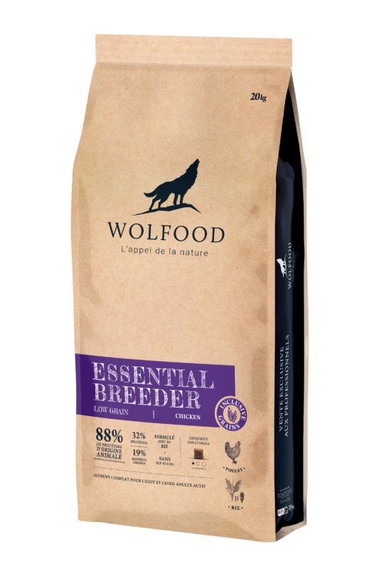 Sausas šunų ėdalas WOLFOOD Essential Breeder Low Grain, 20 kg