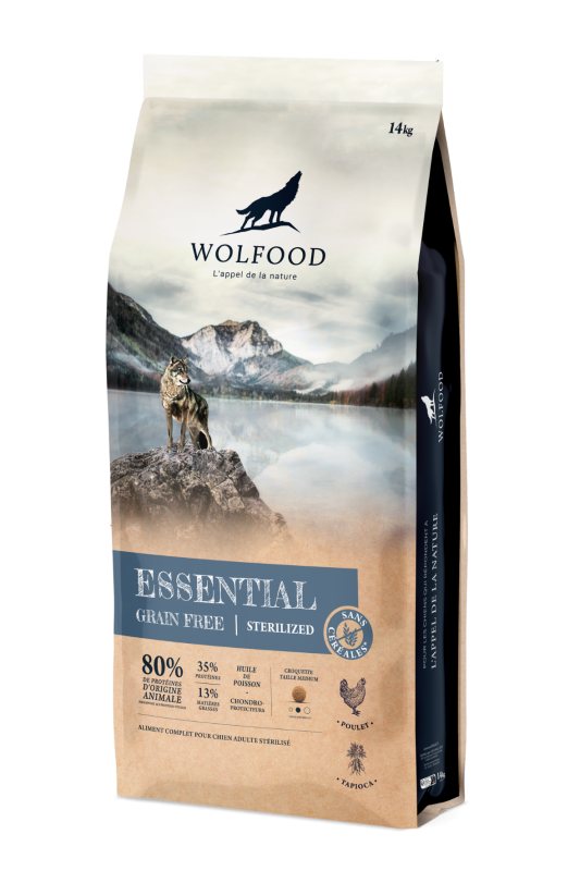 Sausas šunų ėdalas WOLFOOD Essential GF Sterilized, 14 kg