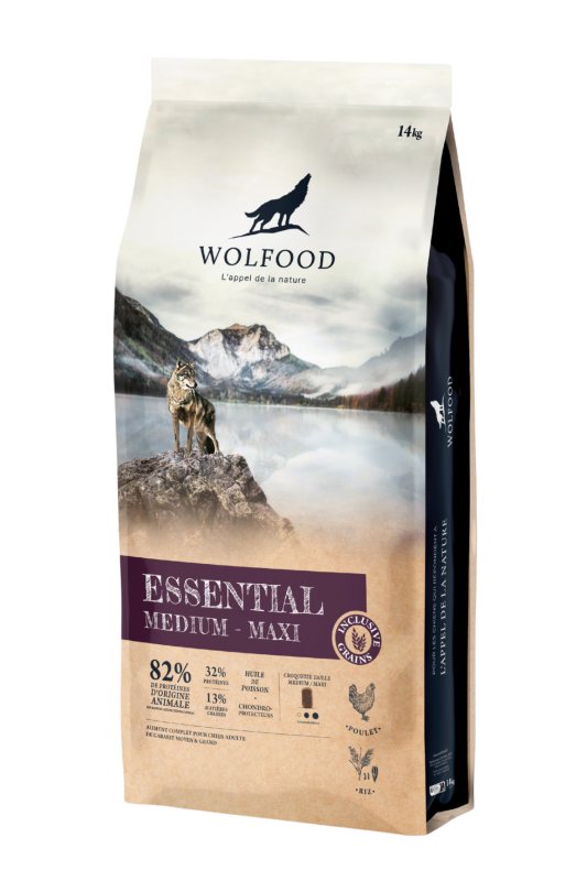 Sausas šunų ėdalas WOLFOOD Essential Medium Maxi, 14 kg