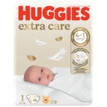 Sausk. HUGGIES EXTRA CARE S1, 2-, 26 vnt, 5 kg