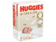 Sauskelnės HUGGIES EXTRA CARE 1 (2-), 26 vnt., 5 kg