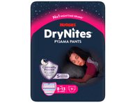 Sauskelnės-kelnaitės HUGGIES DRYNITES GIRL 8-13, 30-, 9 vnt., 48 kg