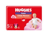 Sauskelnės-kelnaitės HUGGIES PANTS 5 JUMBO GIRL, 12-, 34 vnt., 17 kg