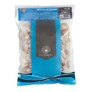 Šaldytos nevirtos baltakojės krevetės be kiautų SEALIGHT, 750 g