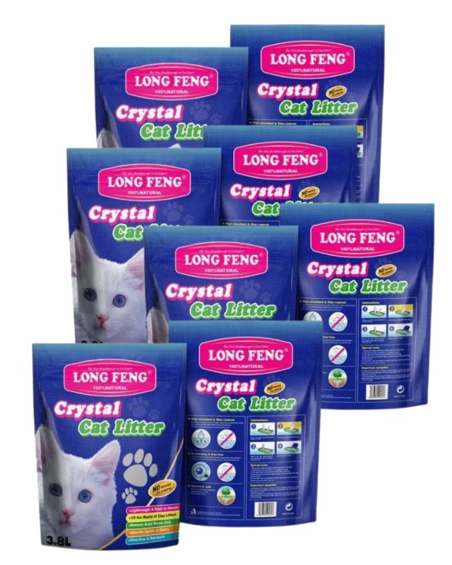 Silikoninis kraikas katėms LONG FENG, bekvapis/su levandomis, 8 vnt., 3.8 l
