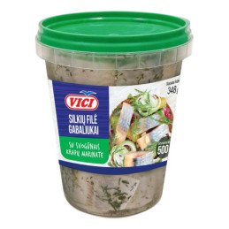 Silkių filė gabaliukai VIČI su svogūnais krapų marin., 500 g