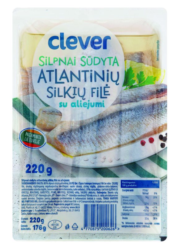 Silpnai sūdyta silkių filė su aliejumi CLEVER, 220 g