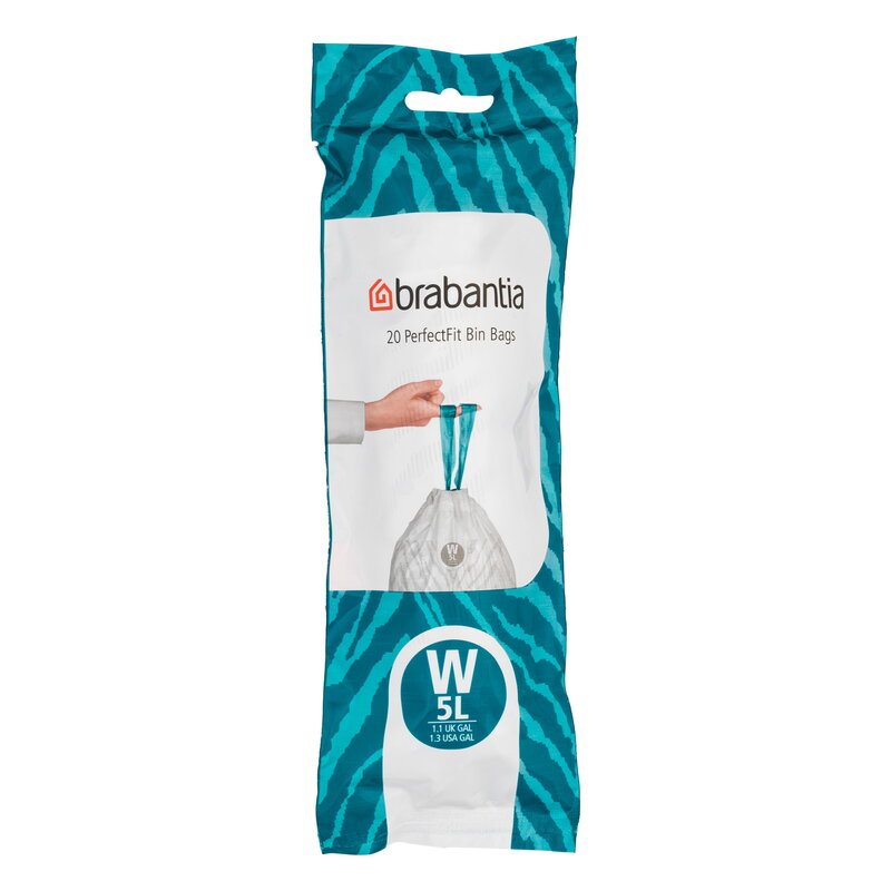 Šiukšlių maišai BRABANTIA PerfectFit W, baltos sp., 20 vnt, 18 mikr, 5 l