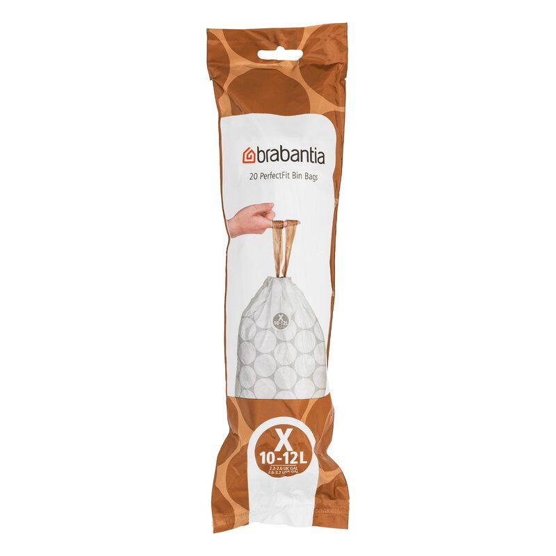 Šiukšlių maišai BRABANTIA PerfectFit X, baltos sp., 10-, 20 vnt, 20 mikr, 12 l