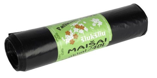 Šiukšlių maišai PLASTA TRASH PANDA, užtraukiami, juodos sp., x 15 vnt., 35 l
