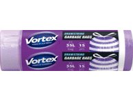 Šiukšlių maišai su virvele VORTEX, 15 vnt., 1 vnt., 35 l
