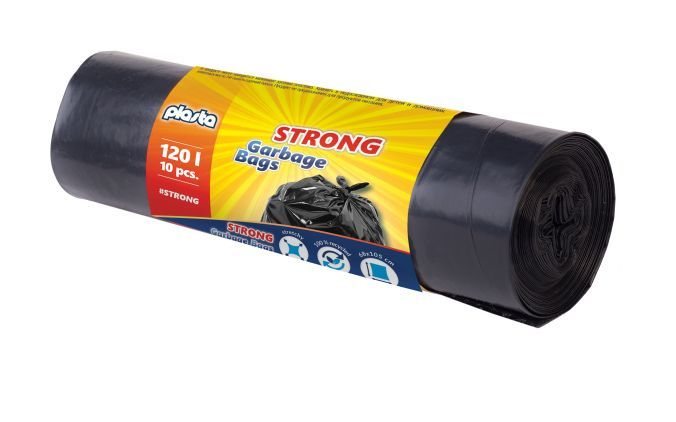 Šiukšlių maišai TRASH PANDA STRONG, juodos sp., 35 mikr., 10 vnt., 120 l